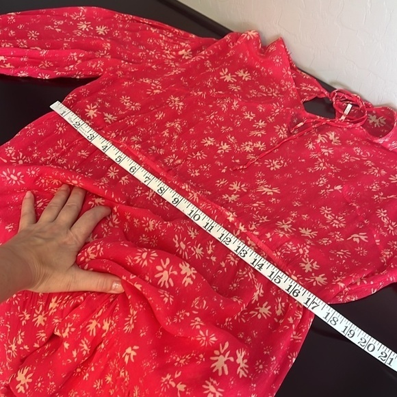 Free People Wallflower Floral Print Sheer lined Midi Dress, Raspberry Combo, XS - Picture 6 of 14